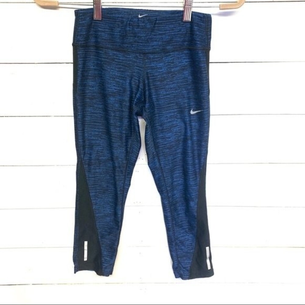 NIKE leggings womens blue heathered dri fit crop xsmall